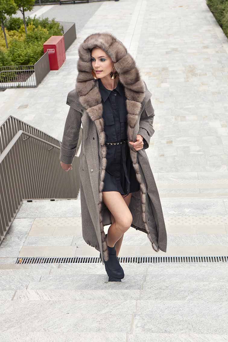 Womens parka with sable trims