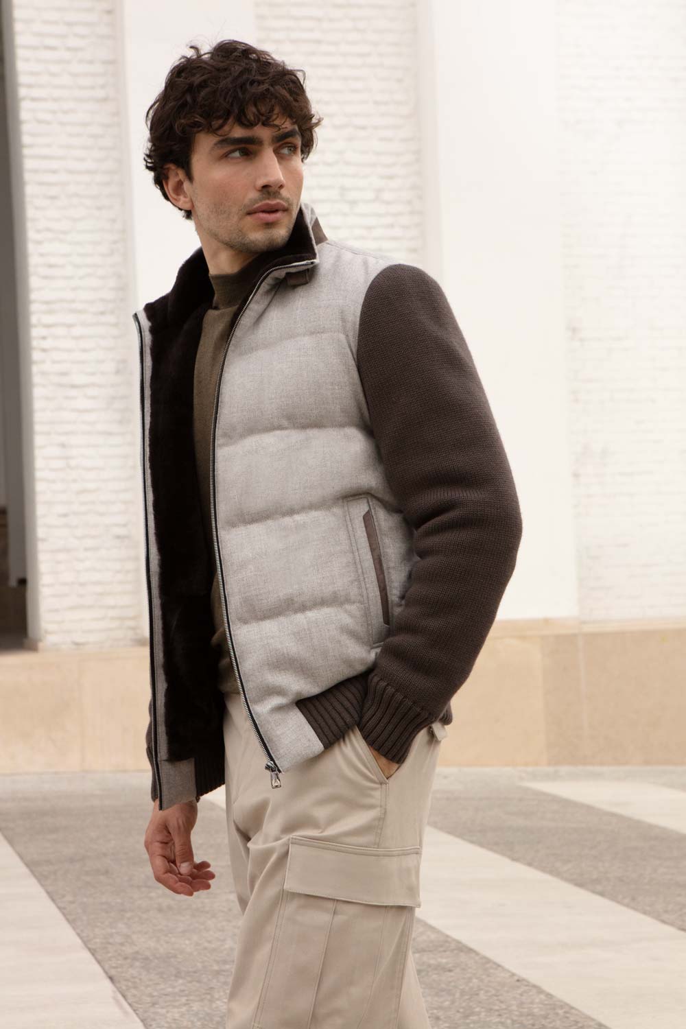 Mens puffer jacket with fur hood | Paolo Moretti